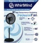 Whirlwind 18 Inch Pedestal Fan, Black - Image 2