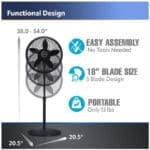 Lasko 18 Inch Pedestal Fan Black - Image 3